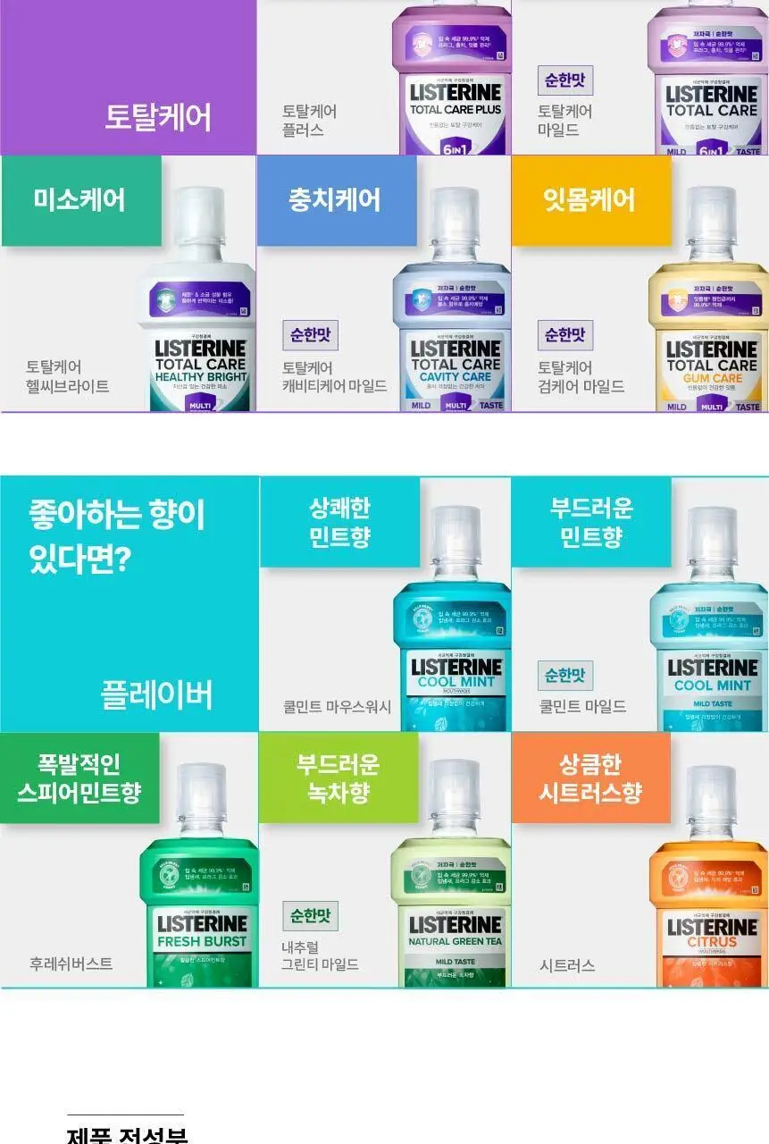 [휴대용] 리스테린 가글 100ml 5종 택1 상세페이지 12